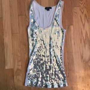 Express gold sequin tank top